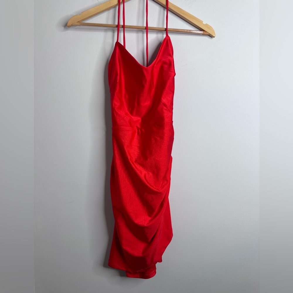 Blashe red satin strappy dress